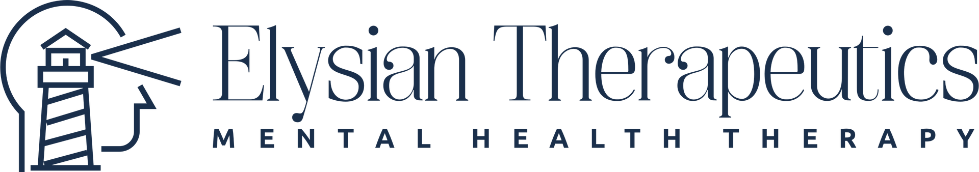 A logo for elysian therapeutics with a lighthouse on it
