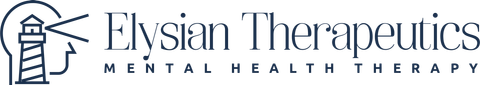 A logo for elysian therapeutics with a lighthouse on it