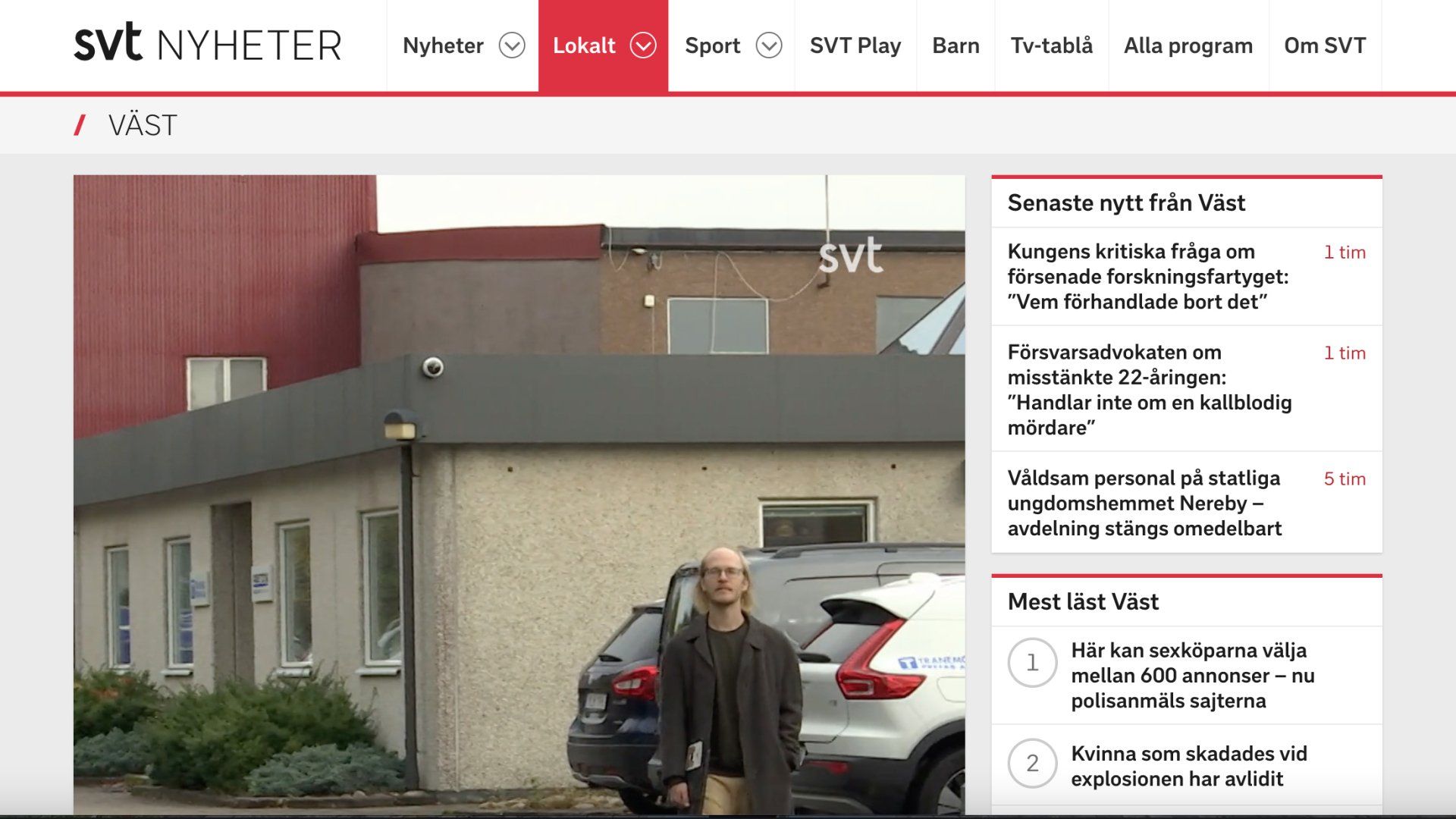 Bild på SVT:s hemsida med reportaget om kommunpoeten i Tranemo