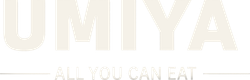 Cream-colored &ldquo;OMIYA&rdquo; logo with the tagline &ldquo;ALL YOU CAN EAT&rdquo; on a white background