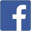 Facebook logo on a blue square background