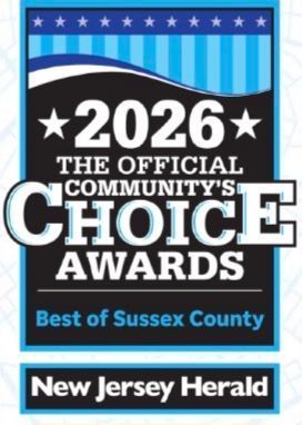 2025 Official Community’s Choice Awards badge, “Best of Sussex County,” in blue and white
