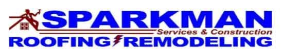 Logo for Sparkman Services & Construction featuring the company name in blue and the text ROOFING & REMODELING below.