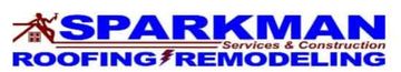 Logo for Sparkman Services & Construction featuring the company name in blue and the text ROOFING & REMODELING below.