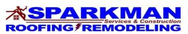 Logo for Sparkman Services & Construction featuring the company name in blue and the text ROOFING & REMODELING below.