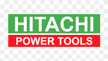 Hitachi Power Tools logo in green and red text on a transparent background