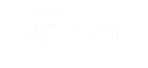 Logo with a gear, circuit, and the letters PWT in dark blue.