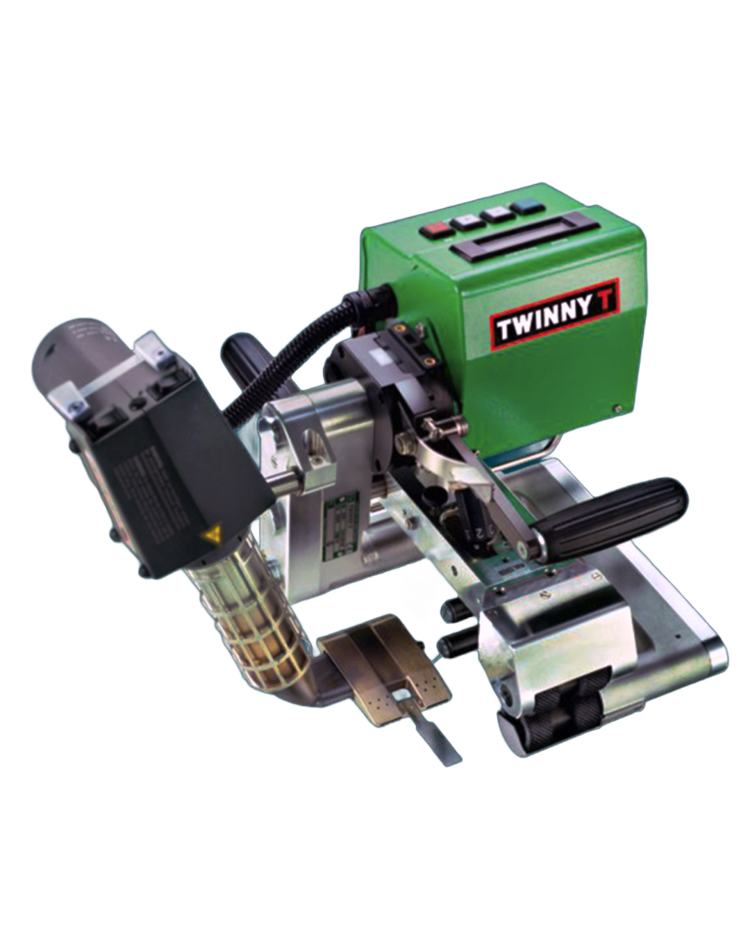 Green and silver Twinky T machine for welding plastic sheets.