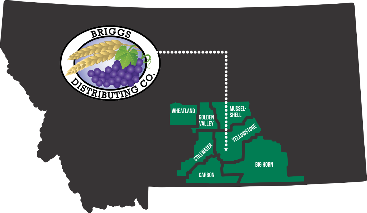 South Dakota map with black border and a green agricultural region inset linked to a grape logo.