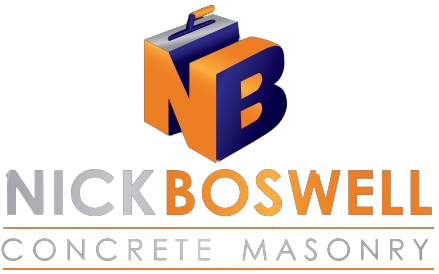A logo for a company called nick boswell concrete masonry