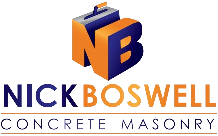 A logo for a company called nick boswell concrete masonry