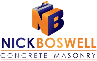 A logo for a company called nick boswell concrete masonry