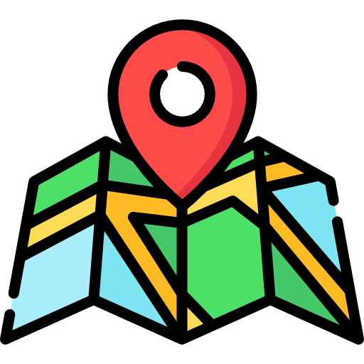 Map with red location pin.
