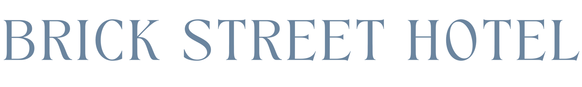 BRICK STREET HOTEL text in a light-blue color.