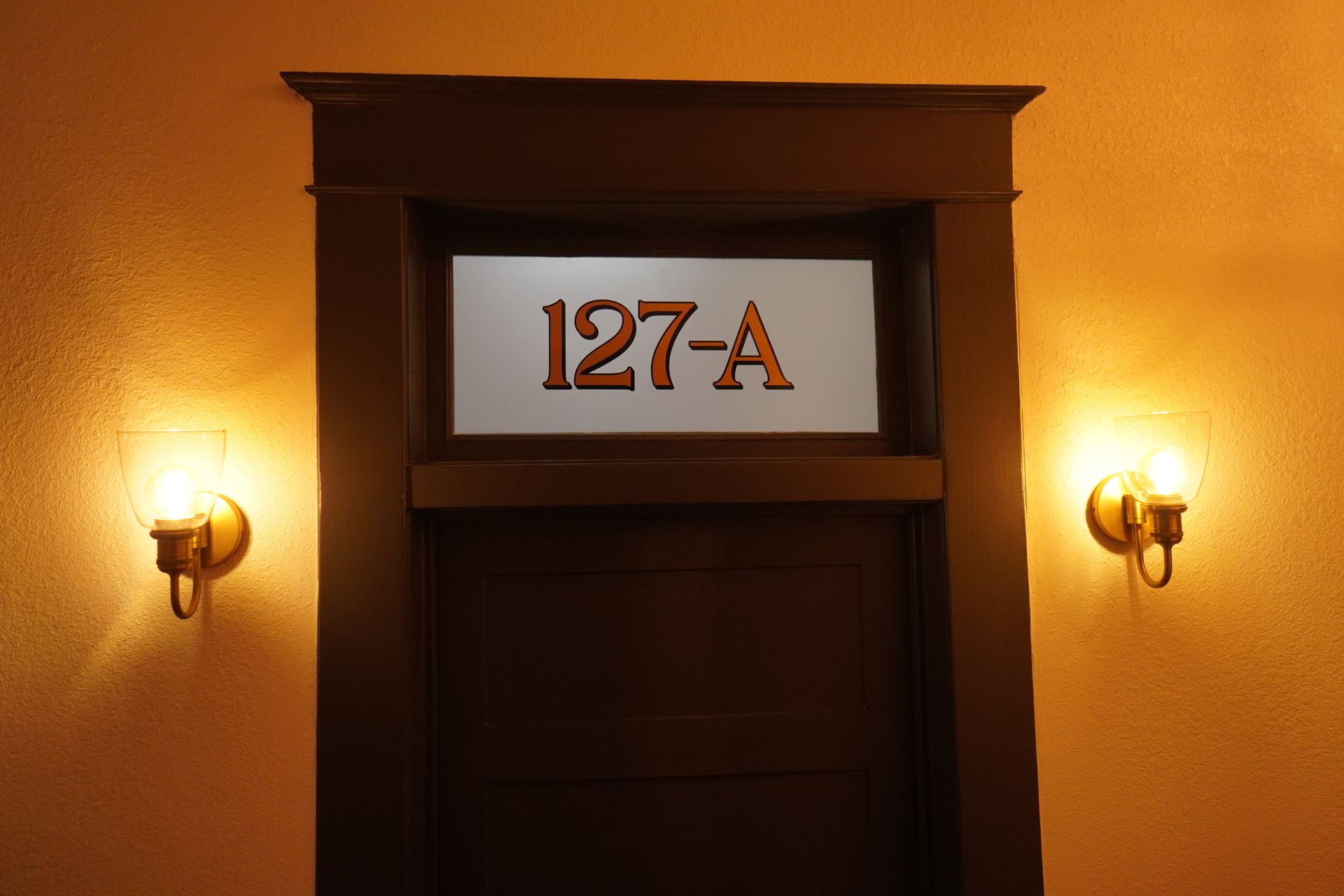 Dark wooden door with 