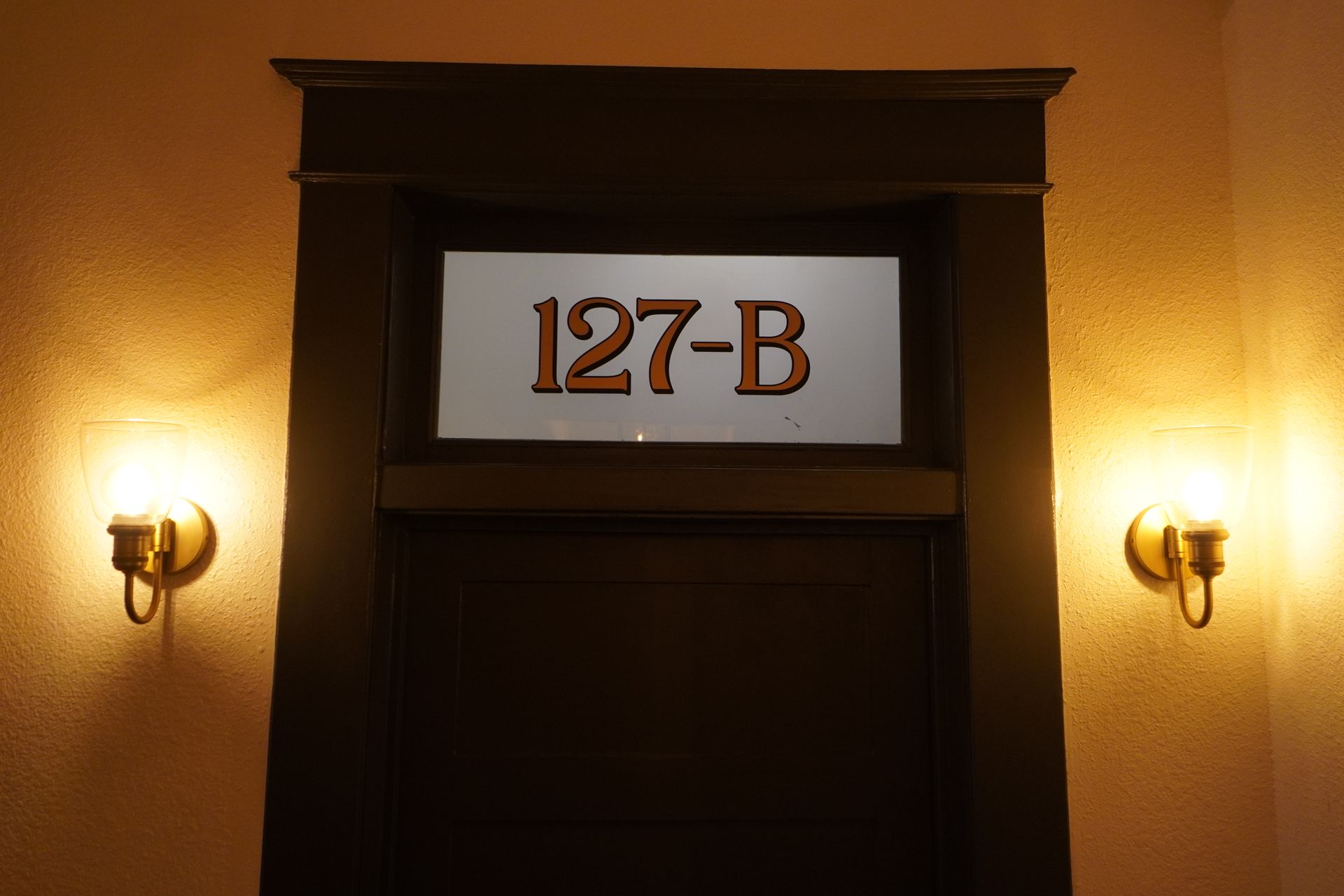 Dark brown door with 