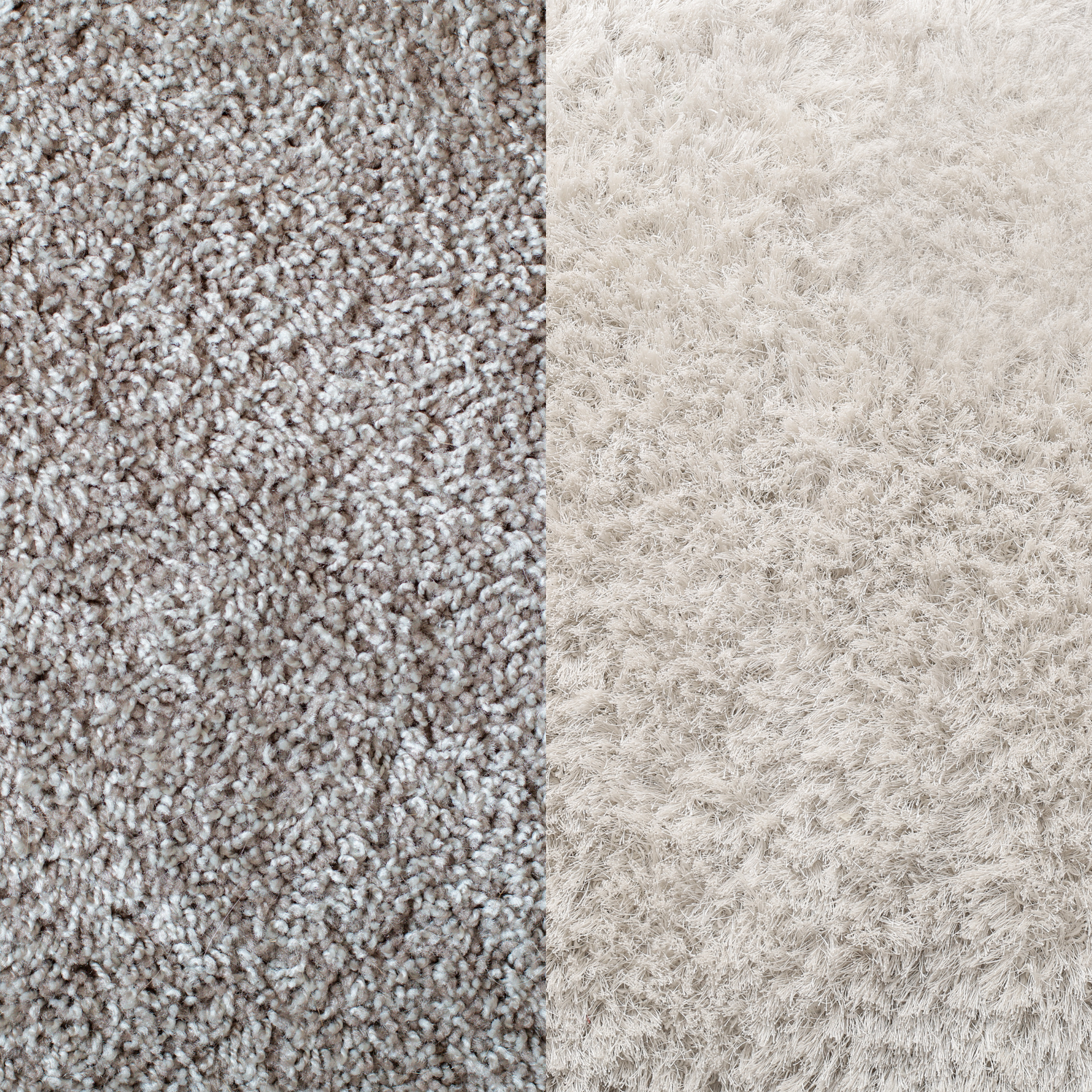 Eco Friend Carpet Clean - Side-by-side comparison of two sections of carpet: one brown, the other light beige.