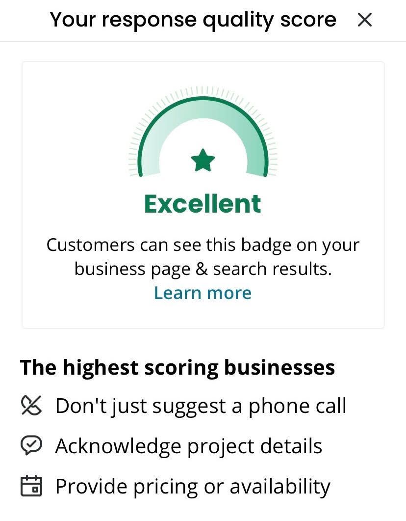 Response quality score graphic with 