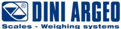 Logotipo de DINI ARGEO, empresa fabricante de básculas - Sistemas de pesaje, combinación de colores azul y blanco.