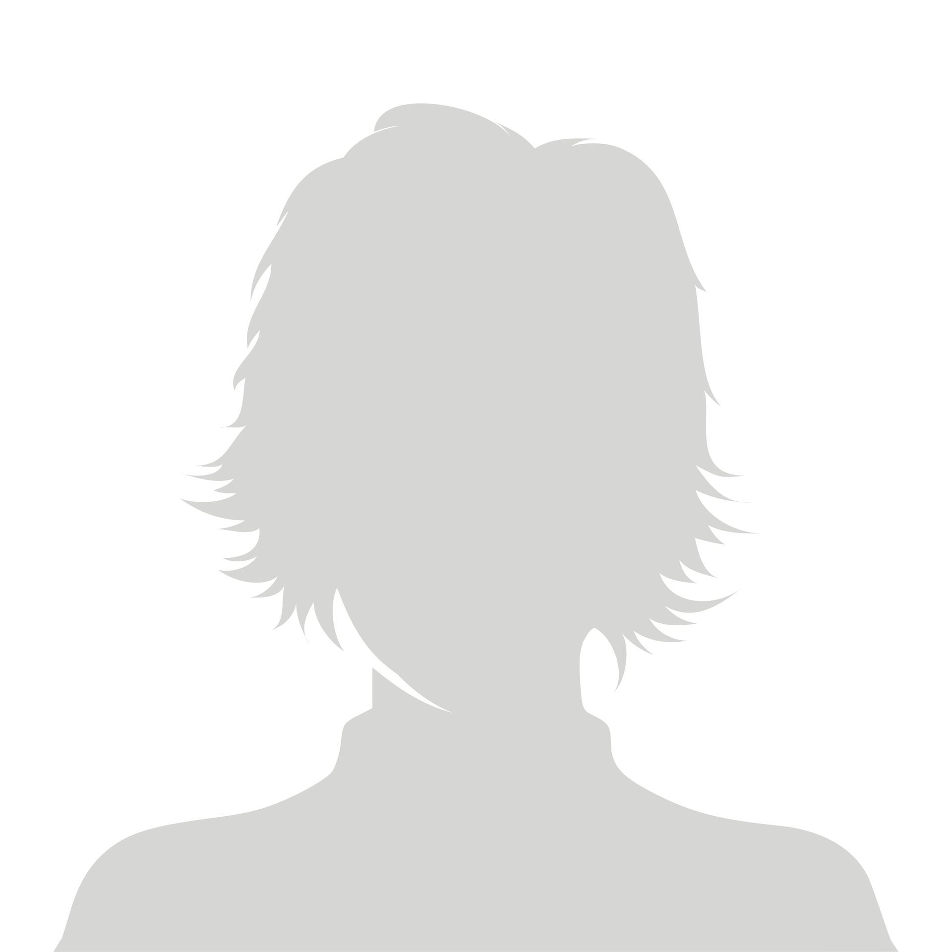 Eine Silhouette einer Frau ohne Gesicht auf weißem Hintergrund.