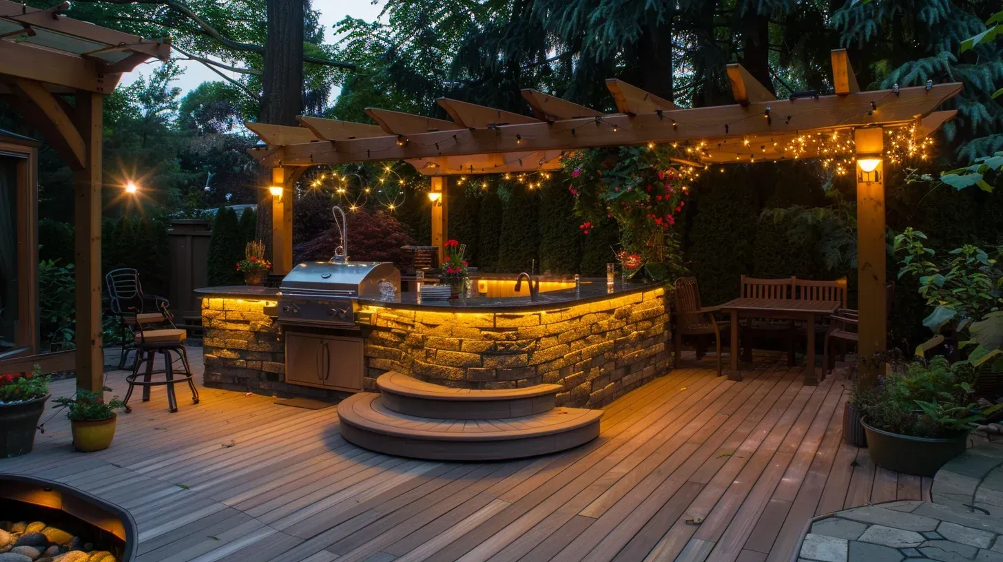 Rooftop deck Vancouver built with composite tiles, drainage membranes, and modern outdoor styling. Deck Builders Vancouver transform roofs into functional living spaces. Perfect for maximizing limited Vancouver lot space.
Cedar pergola deck Vancouver with shade beams, privacy screens, and integrated outdoor features. Deck Builders Vancouver enhance comfort and design. Great for relaxing during Vancouver summers.
Deck waterproofing Vancouver installing premium membranes and flashing systems. Deck Builders Vancouver protect structures from moisture damage and long-term deterioration. Essential for Vancouver’s wet climate.