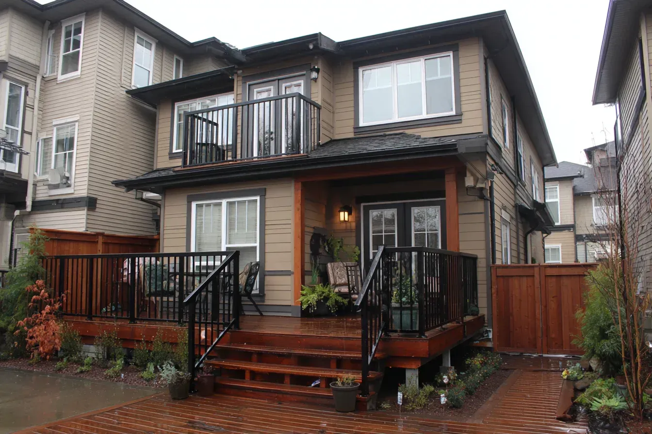 Fire-pit deck Vancouver built with heat-resistant surfaces and reinforced supports. Deck Builders Vancouver ensure safety and outdoor enjoyment. Perfect for cozy Vancouver evenings.
Deck Builders Vancouver installing cedar stairs, composite landings, and safe railing systems. This deck construction Vancouver BC enhances access and functionality. Ideal for raised decks.
Outdoor dining deck Vancouver built with composite surfaces and LED lighting accents. Deck Builders Vancouver design premium entertainment areas. Great for year-round Vancouver use.