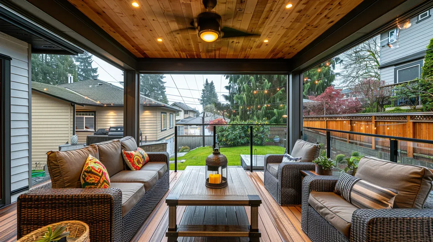 Vinyl deck installation Vancouver BC offering waterproofing, slip resistance, and long-term weather durability. Deck Builders Vancouver excel in balcony, rooftop, and patio vinyl decking. Ideal for moisture-prone Vancouver environments.
Aluminum railing installation Vancouver on a premium deck construction Vancouver BC project. Deck Builders Vancouver ensure safety, strength, and modern aesthetic integration. Perfect for elevated outdoor structures.