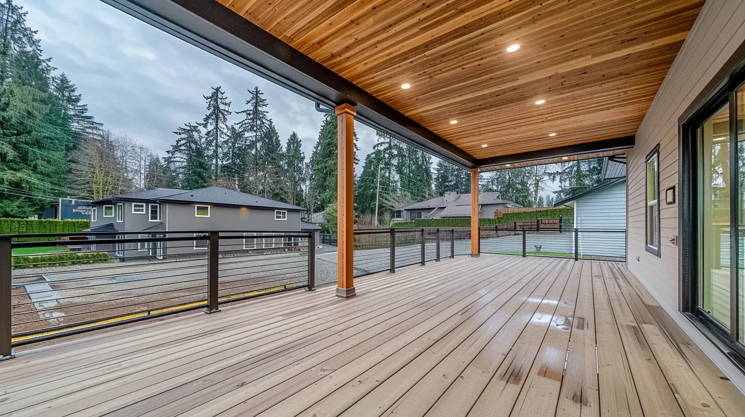 Traditional cedar deck installation Vancouver highlighting natural wood grain, durability, and aesthetic outdoor appeal. Deck Builders Vancouver deliver long-lasting craftsmanship and precise woodworking. Ideal for West Coast style homes.
Vinyl deck installation Vancouver BC providing waterproof protection, slip resistance, and maintenance-free surfaces. Deck Builders Vancouver excel in balcony and patio vinyl systems. Great for rainy Vancouver environments.