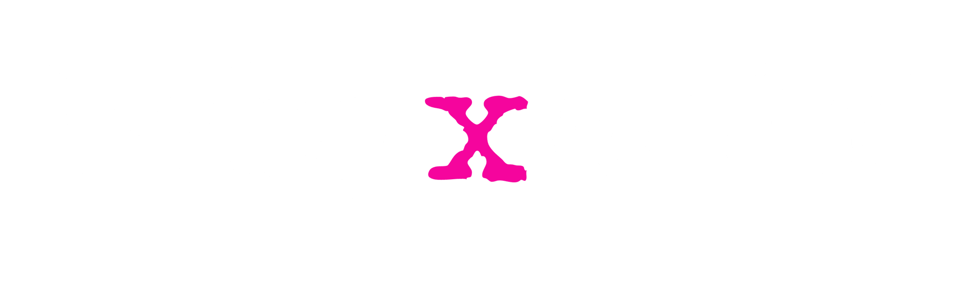 The letter x is pink on a white background.