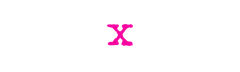 The letter x is pink on a white background.