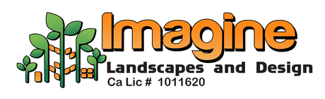 Imagine Landscapes and Design logo with green trees and orange text