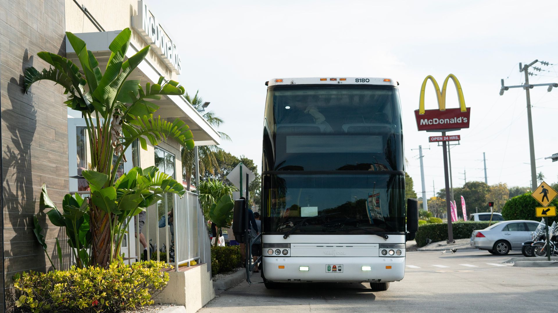 Miami to Key West bus making a stop at McDonald's during the Florida Keys road trip
