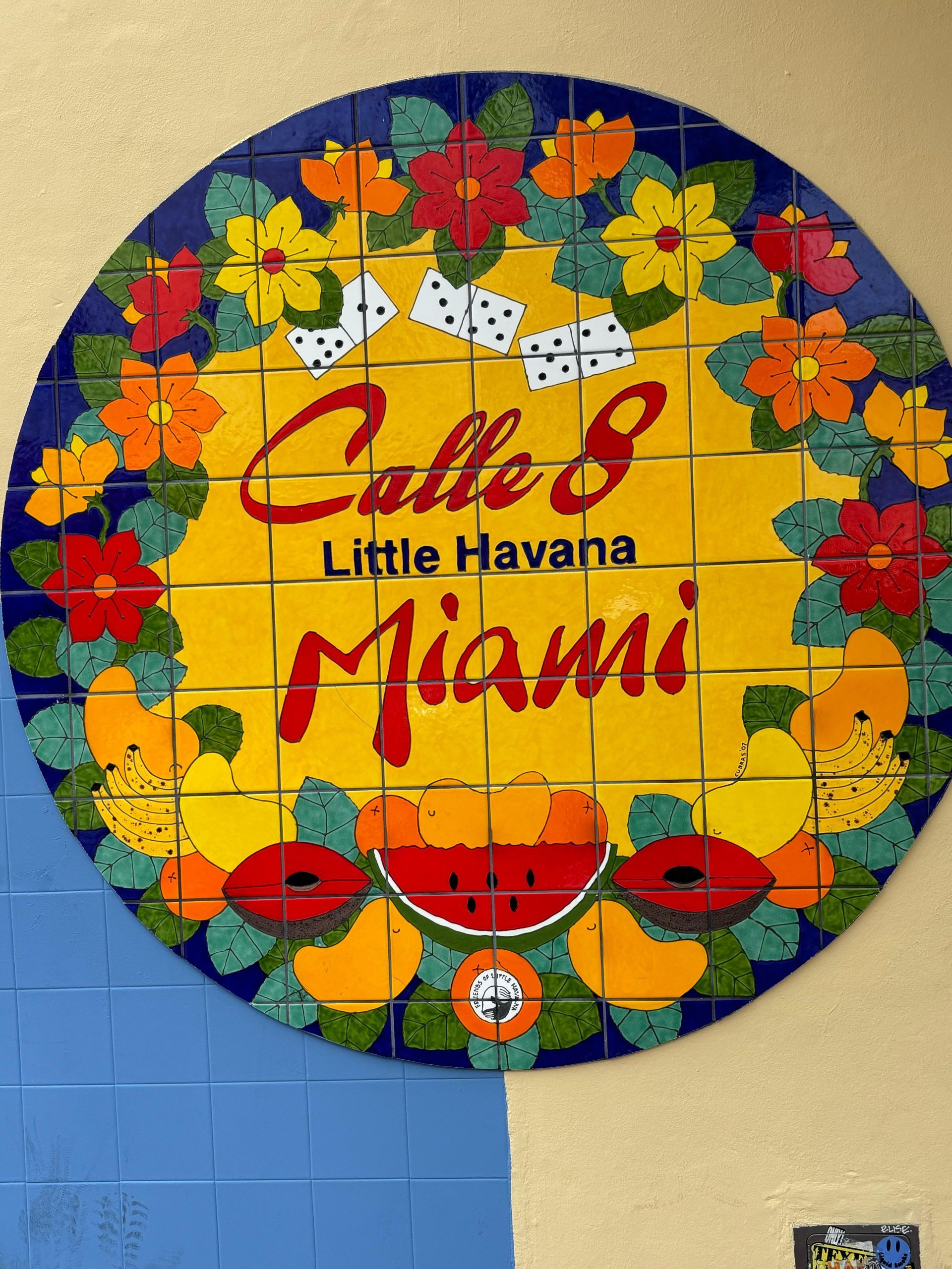 Colorful Calle 8 tile mural in Little Havana featured on the small group Miami sightseeing tour
