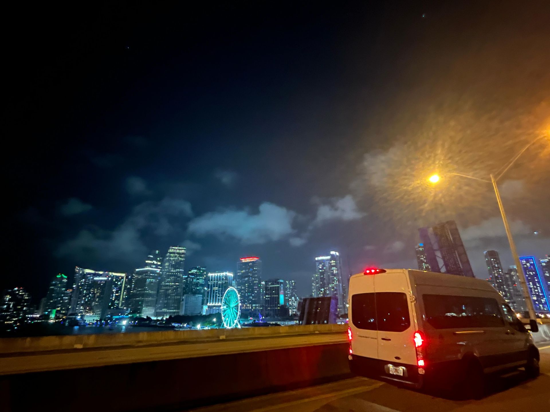 Night Time City tour with Bayside Marketplace in the Background