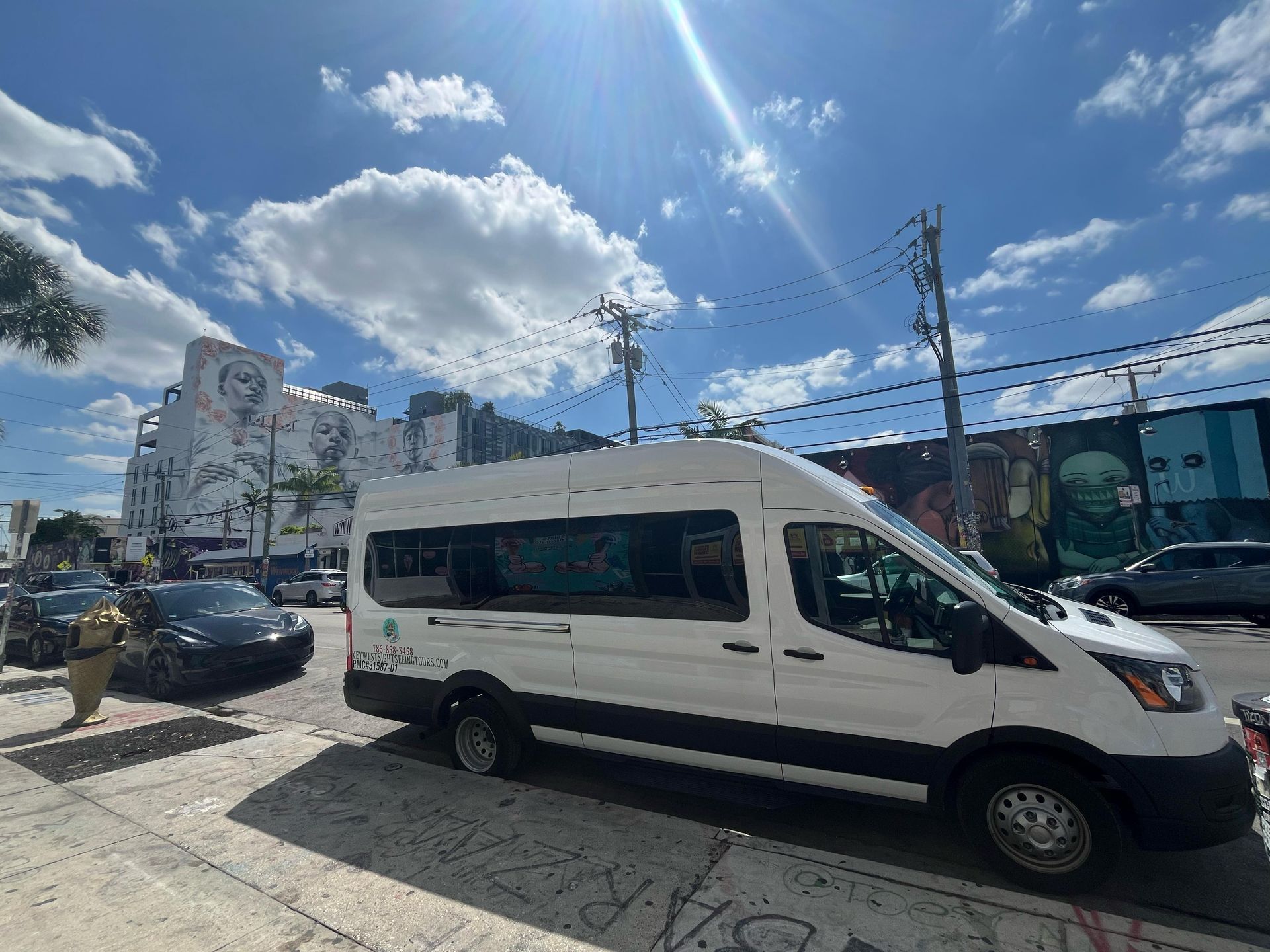 Miami tour buses in Wynwood Parked 