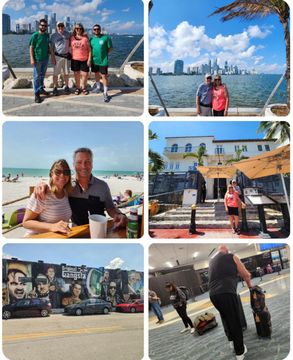 Guests enjoying the Miami Tours Bus experience with skyline views, beach stops, Wynwood art, and a visit to the Versace Mansion
