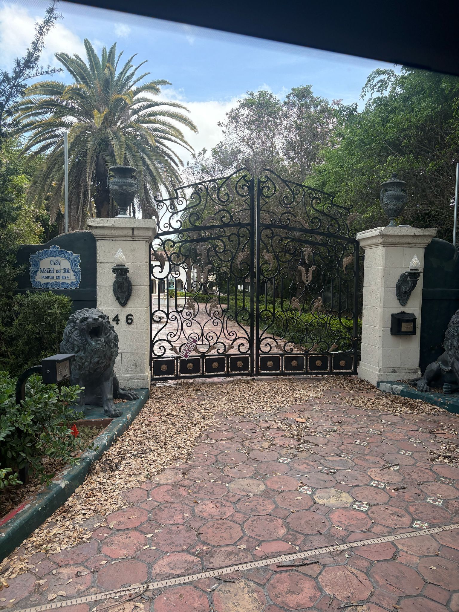 Gated entrance of a celebrity mansion on Star Island, Miami, seen during the Miami Star Island Bus Tour

