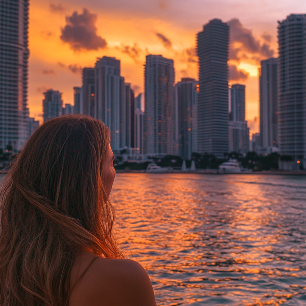 the beautiful Miami Sunset during the Sunset City tour in Miami