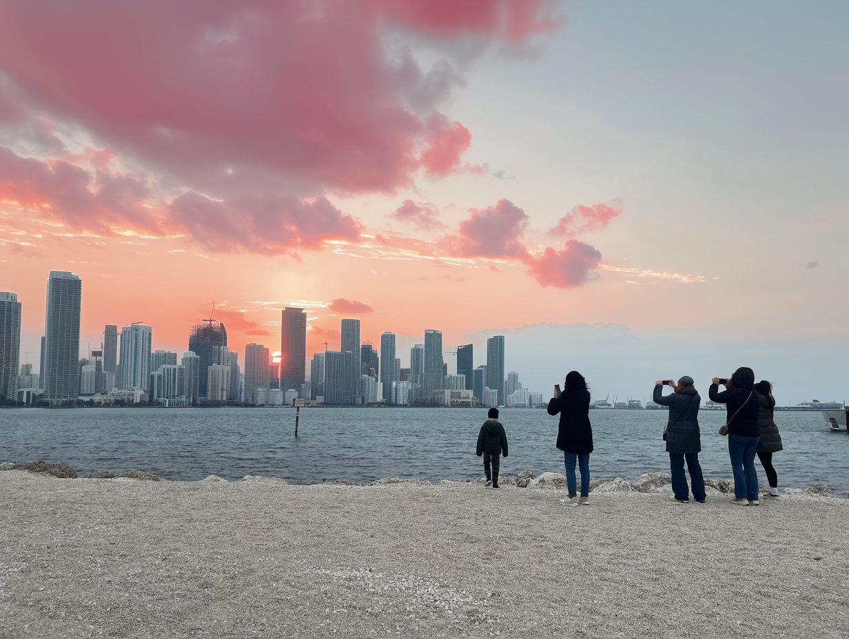 The Miami City sunset Bus tour at the Miami Skyline photo opportunity.