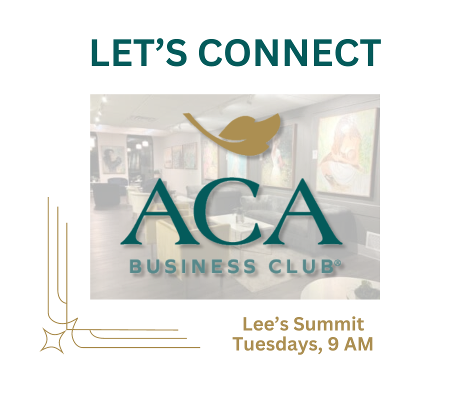 ACA Business Club logo with an image of a gathering room. Text: