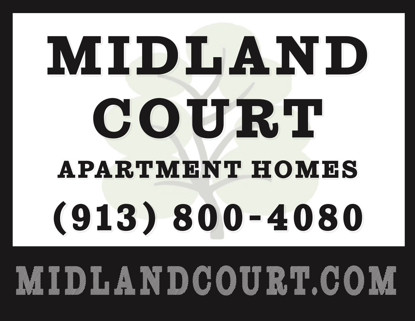 Advertisement for Midland Court apartment homes with contact information.
