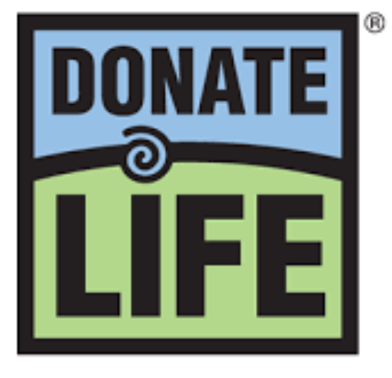 Donate Life logo: Blue and green rectangles with