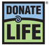 Donate Life logo: Blue and green rectangles with 