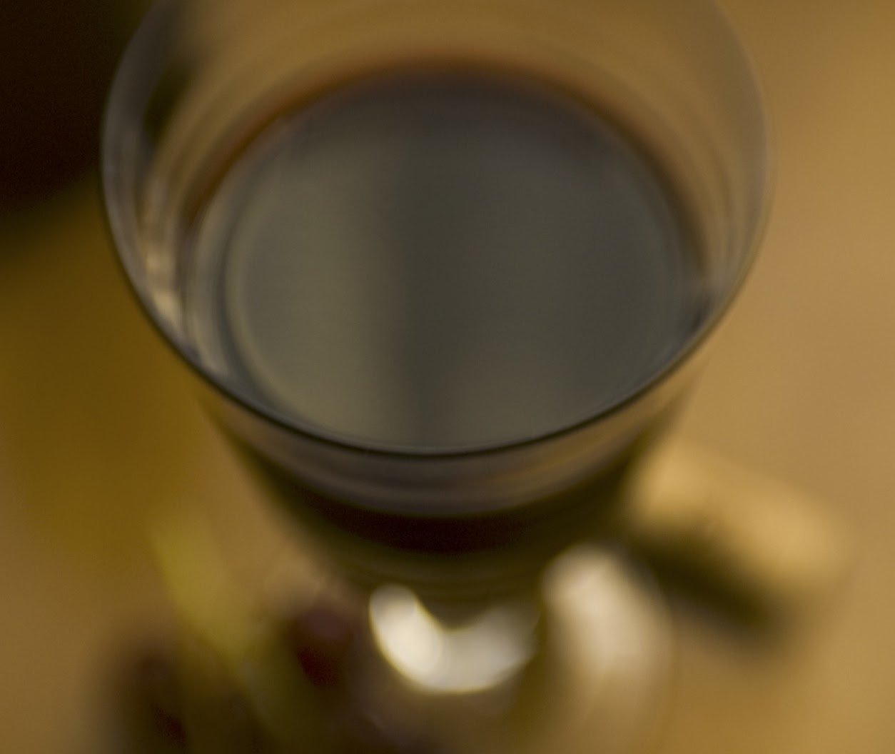 A close up of a glass of water on a table