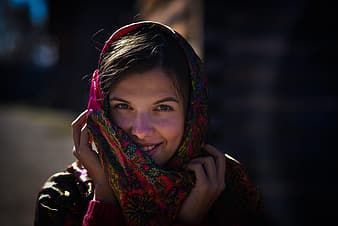 woman with head scarf