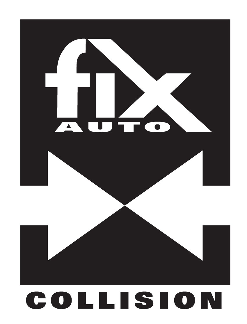 Fix Auto Collision logo in black and white with stylized “X” and bold text.