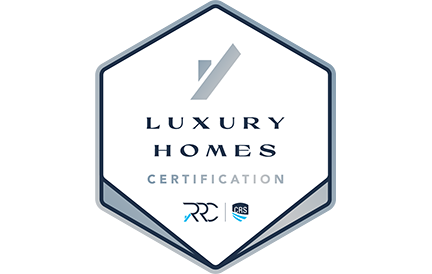 Hexagonal Luxury Homes Certification logo with blue-gray border and minimalist house icon