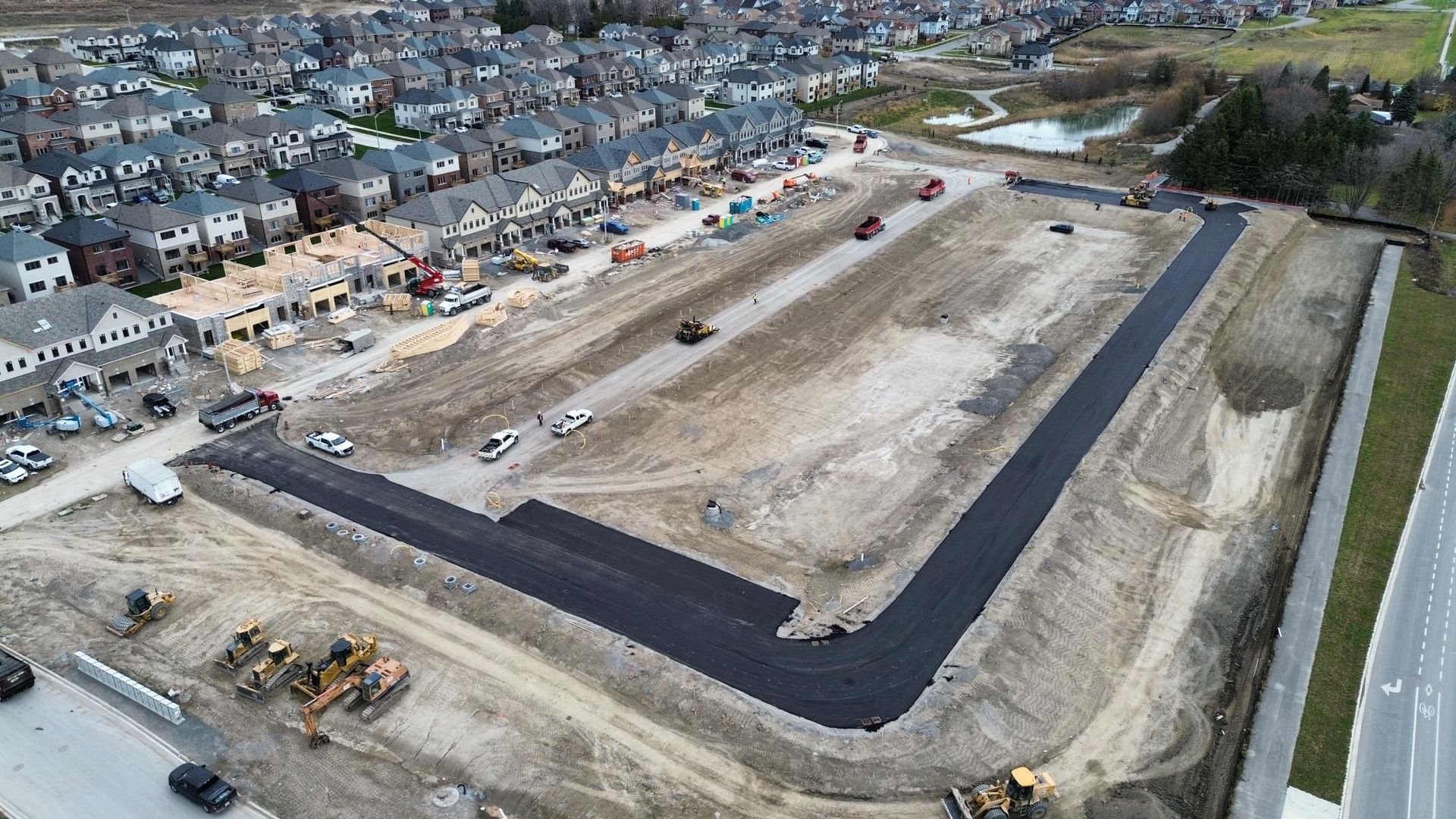 Residential subdivision infrastructure under construction in Ontario.