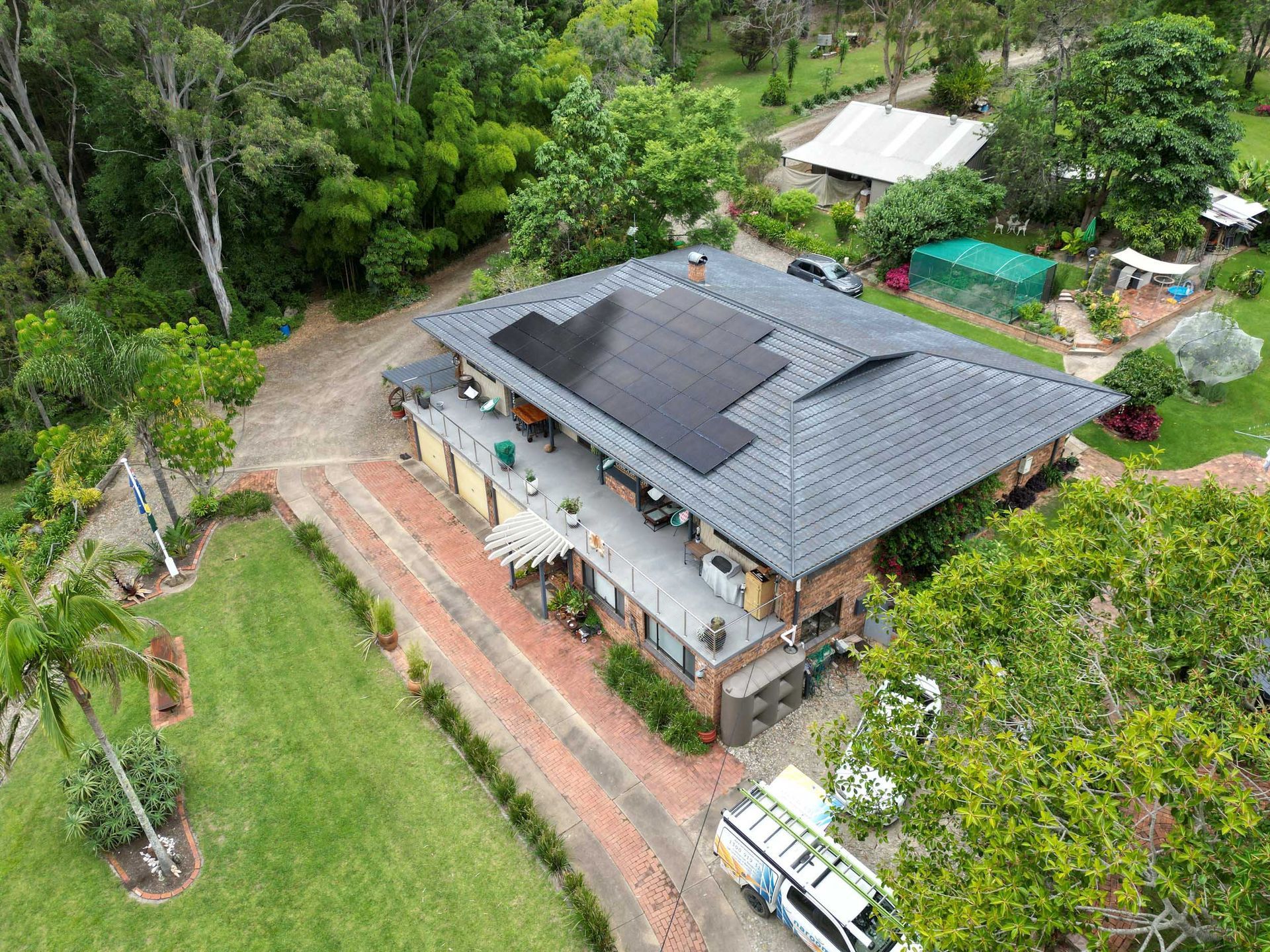 An Aerial View Of A House With Solar Panels On The Roof — Goulburn Solar In Picton, NSW