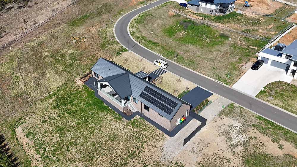 Aerial View Of A House With Solar Panels On The Roof — Goulburn Solar In Mittagong, NSW